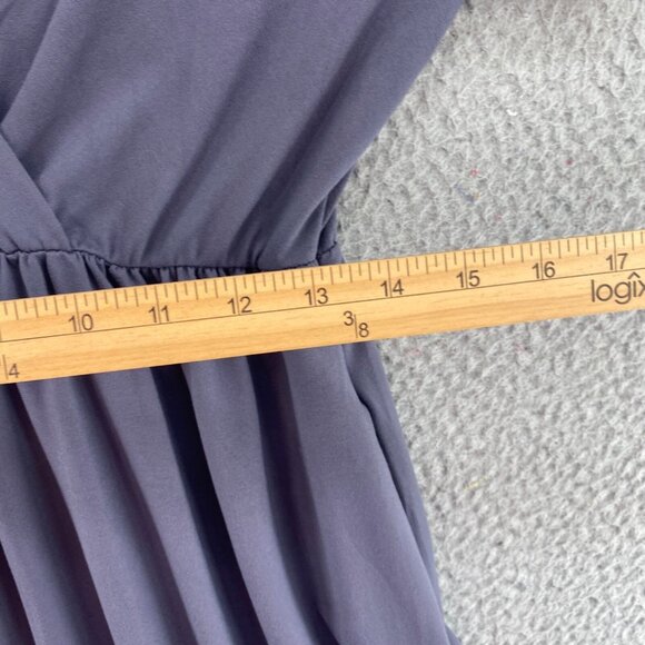 Shop Basic USA Dress Women Medium Gray Blouson Empire Surplice Short Sleeve NWT - Picture 9 of 11